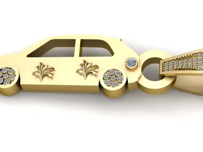 Luxury Gold Sedan Car Pendant 3D print model
