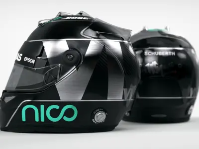 Nico Rosberg 2016 style Racing helmet 3D model