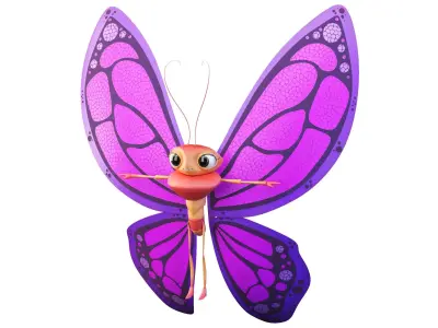 Cartoon Butterfly Character 3D model