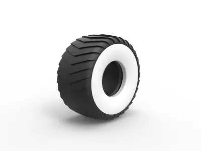 Pulling truck Whitewall tire 1 Scale 1 to 25 3D print model