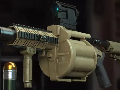 Milkor MGL-140 Low-poly 3D model Low-poly 3D model