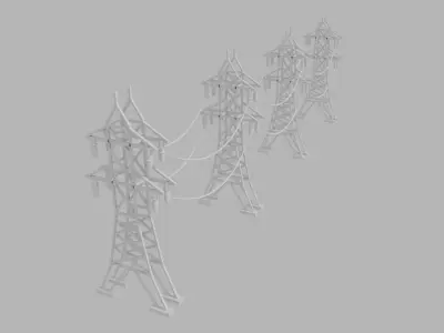 electric power transmission tower illustration 3D model
