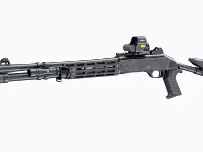 Benelli M4 Tactical Modular Shotgun Low-poly 3D model
