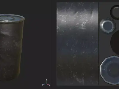 Barrel metal can with hole in it Free low-poly 3D model