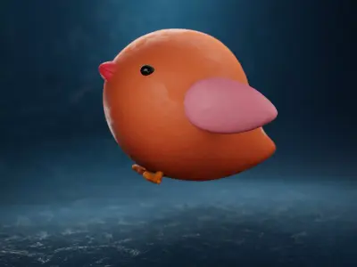 Cute Clay Textured Bird v1 3D model