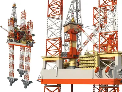 Jack Up Drilling rig Low-poly Low-poly 3D model
