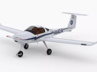 Aircraft Diamond DA20 Navy Low-poly 3D model