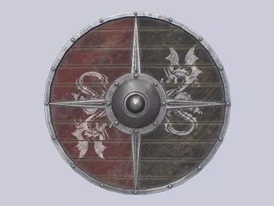 Viking shield Low-poly 3D model 3