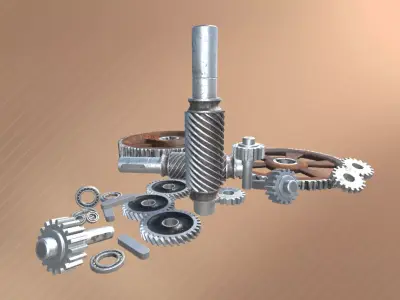 Gear Set Low-poly 3D model