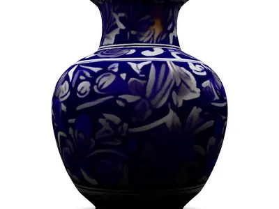 Ornate Blue and White Porcelain Vase Low-poly 3D model
