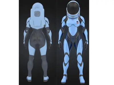 Futuristic Female Astronaut Low-poly 3D model