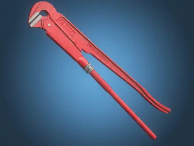 Adjustable Pipe Wrench Low-poly 3D model