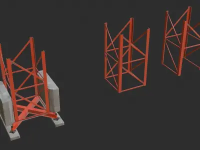 Tower Crane Modular - Red Low-poly 3D model