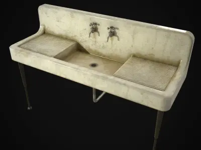 Antique Kitchen Sink Low-poly 3D model