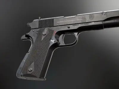 Colt 1911 Black and Chrome - Model and Textures Low-poly 3D model