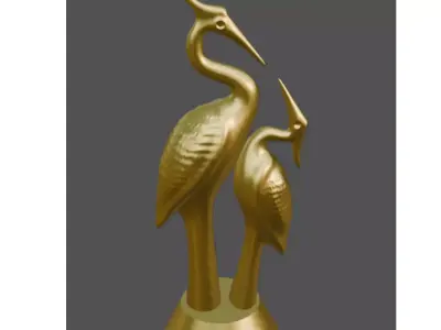 Elegant Heron Bird Statue Pair - Home Decor 3D Print Model 3D print model
