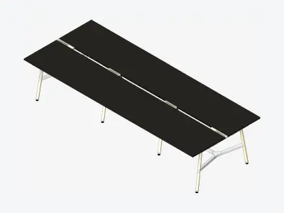 Desk - Timberline - Workstation - Dbl - Side - 6 - Person - Mid Low-poly 3D model