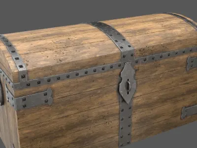 Old Medieval Chest Low-poly 3D model