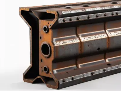 Rusted Industrial Modular Beam 3D model