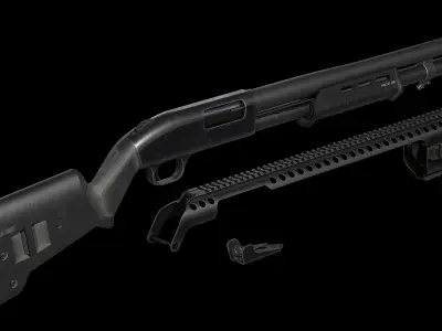 Mossberg 590 Custom 12 Gauge Shotgun Build Low-poly 3D model