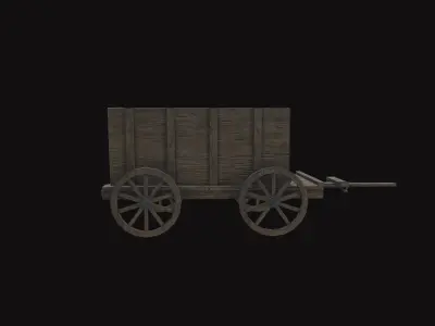 Medieval Carriage V02 Low-poly 3D model