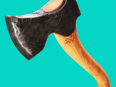 Carving Axe Low Poly Game Ready 3D model Low-poly 3D model