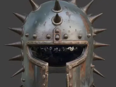 Wasteland Spiked Pit-Fighter Helmet 3D Model Low-poly 3D model