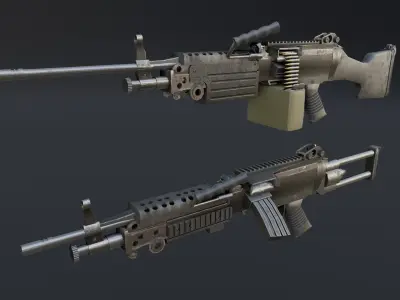 Lowpoly M249 Saw gun 3d Model Free low-poly 3D model