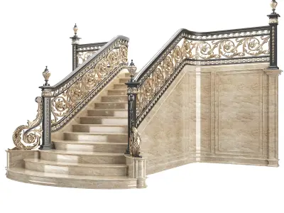 classical staircase Low-poly 3D model