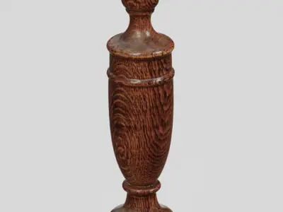 Wooden Table Lamp Old photogrammetry scan PBR 4K textures Low-poly 3D model