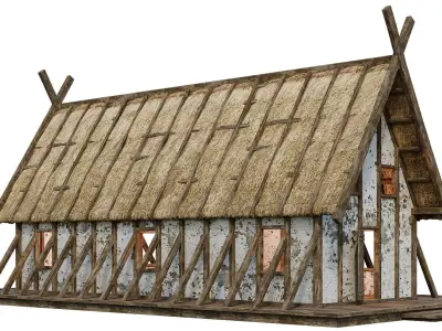 Old Medieval Building House 4K Textures GameReady 89 Low-poly 3D model