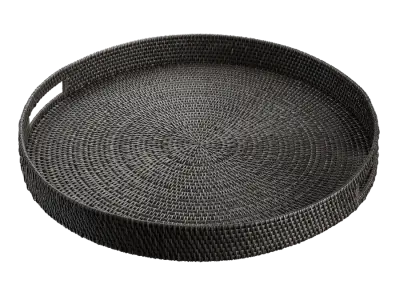  Round Large Rattan Tray Model, Black 