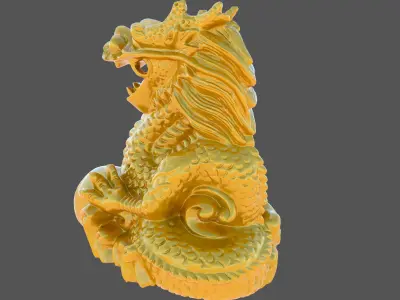 Sculpture-007 golden dragon statue 3D model