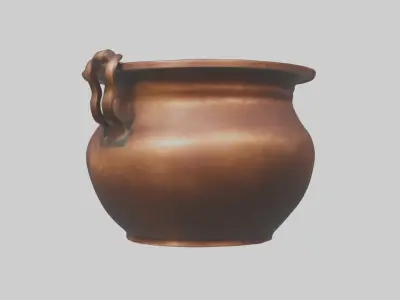Aged Copper Pot Model Low-poly 3D model