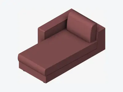 Seat - Sofa - Simplicity - Comfort - Chaise - One Arm Low-poly 3D model