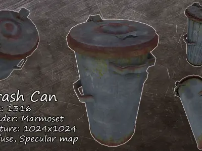 Trash Can Low poly Free low-poly 3D model