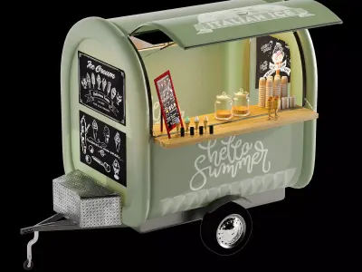 Foodtruck iceCream green 3D model