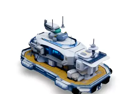 SciFi Futuristic Landing Ship Model Low-poly 3D model