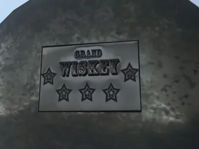 Old flask whiskey Low-poly 3D model