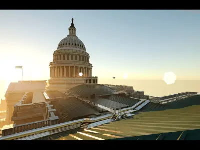 US Capitol Exterior Environment  Low-poly 3D model