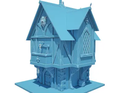 Medieval Building 02 Merchant House Low-poly 3D model