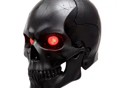 Cybernetic Skull Battle Helmet 3D Model Grim Reaper Headgear Low-poly 3D model
