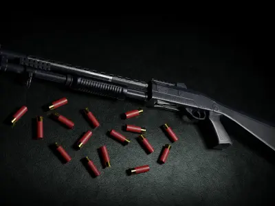 SPAZ M4 Shotgun Low-poly 3D model