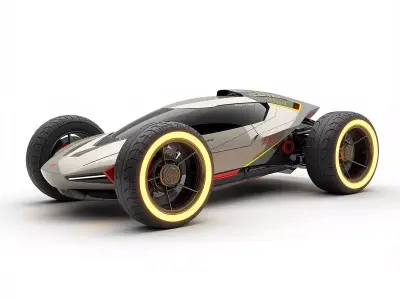 Futuristic Sci-Fi Concept Car Low-poly 3D model