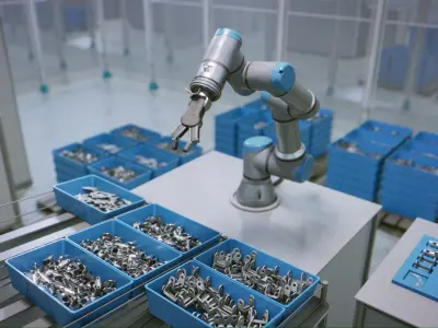 Industrial Robot Scene with Baskets Animated Low-poly 3D model