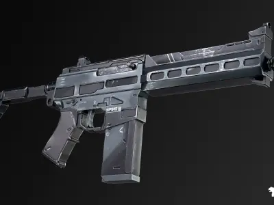 Cyberpunk Assault Rifles Low-poly 3D model