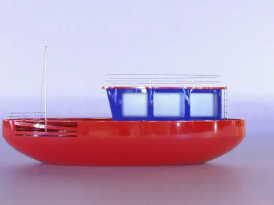Low Poly Game Ready optimized fishing boat 3d model Low-poly 3D model