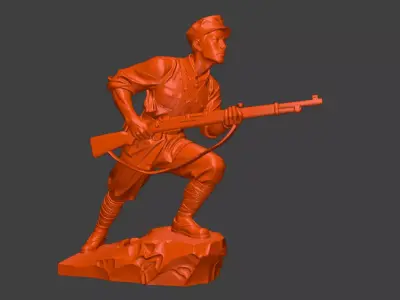 Military sculpture warrior  military battle war hero  soldier 3D print model 19