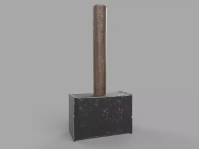 Hammer wooden shovel Low-poly 3D model