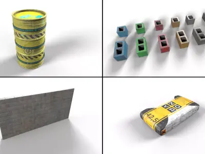 Construction Site Props - Game Ready 3D Assets Low-poly 3D model